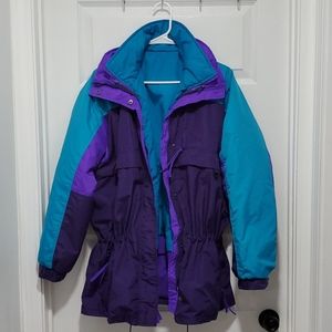 Vintage purple and teal Columbia winter Coat. XL